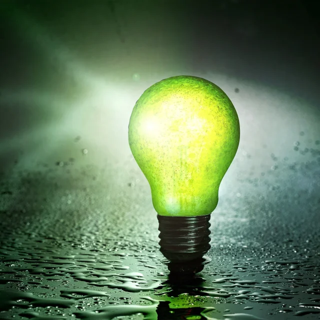 Green light bulb – Energy saving Lourdes Tourist Office